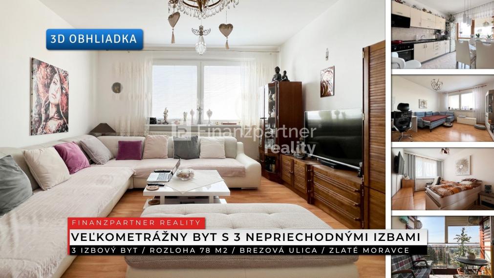 REZERVOVANÝ 3 izbový byt 78 m2, Brezová, Zlaté Moravce + 3D