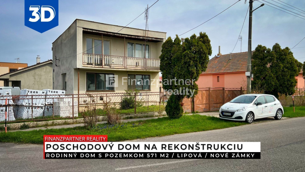 Rodinný dom s pozemkom 571 m2, Lipová, Nové Zámky + 3D