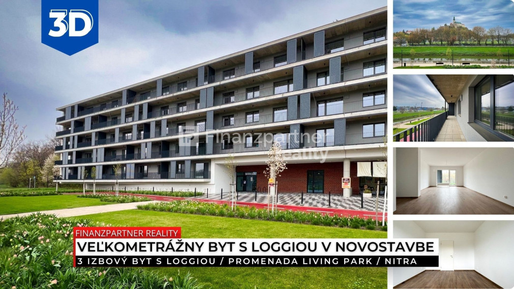 Novostavba, 3 izbový byt s loggiou 108 m2, Promenada Living Park, Nitra