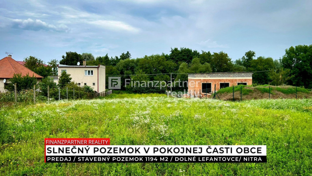 Stavebný pozemok 1194 m2, Dolné Lefantovce, Nitra