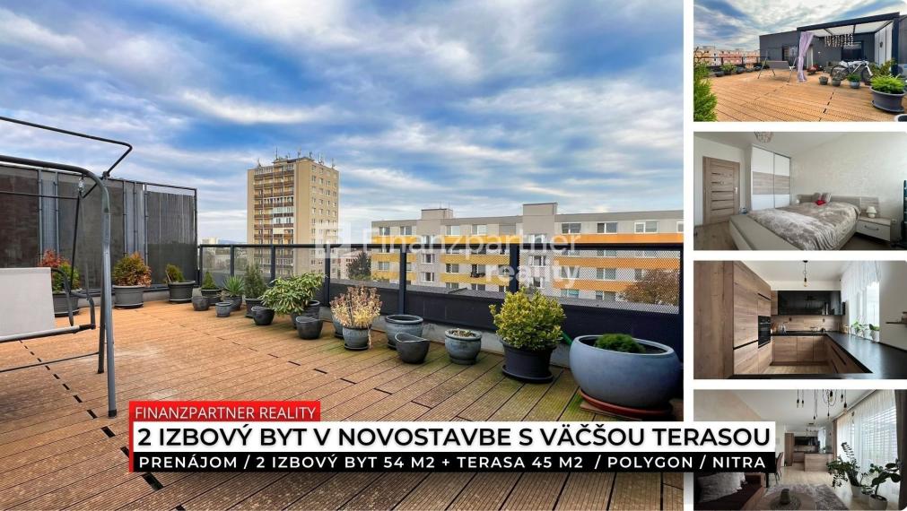 Prenájom - novostavba, 2 izbový byt + terasa 99 m2, Nový Polygón, Nitra