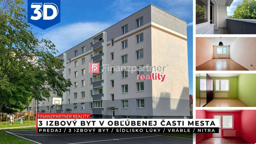REZERVOVANÝ 3 izbový byt, Sídlisko Lúky, Vráble +3D