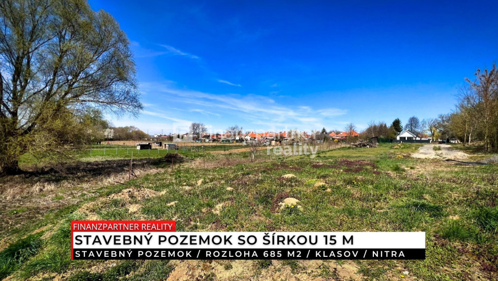 Stavebný pozemok 685 m², Klasov, Nitra