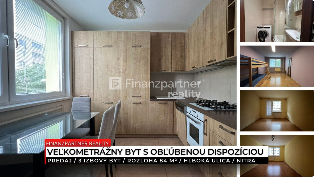Veľkometrážny 3 izbový byt, 84 m², Hlboká, Nitra