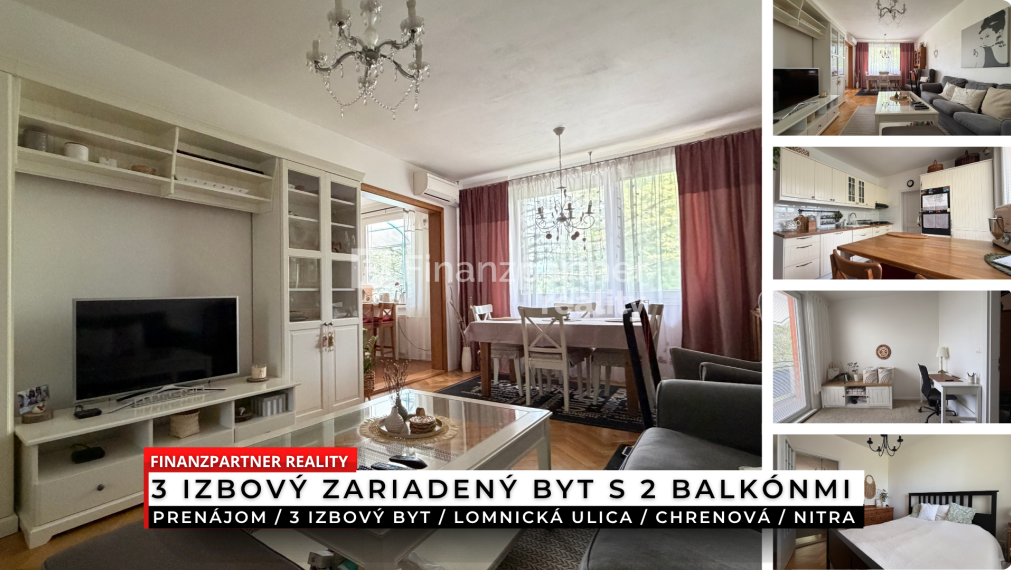 Prenájom 3 izbový zariadený byt, Lomnická, Nitra