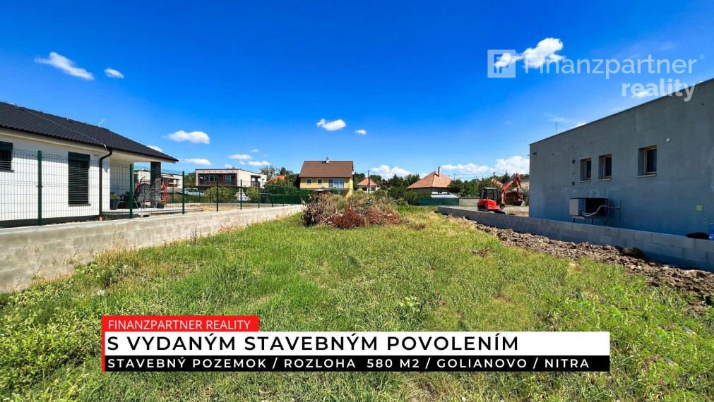 Stavebný pozemok 580 m2, Golianovo, Nitra