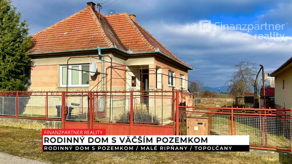 Rodinný dom s pozemkom 1491 m2, Malé Ripňany, Topoľčany