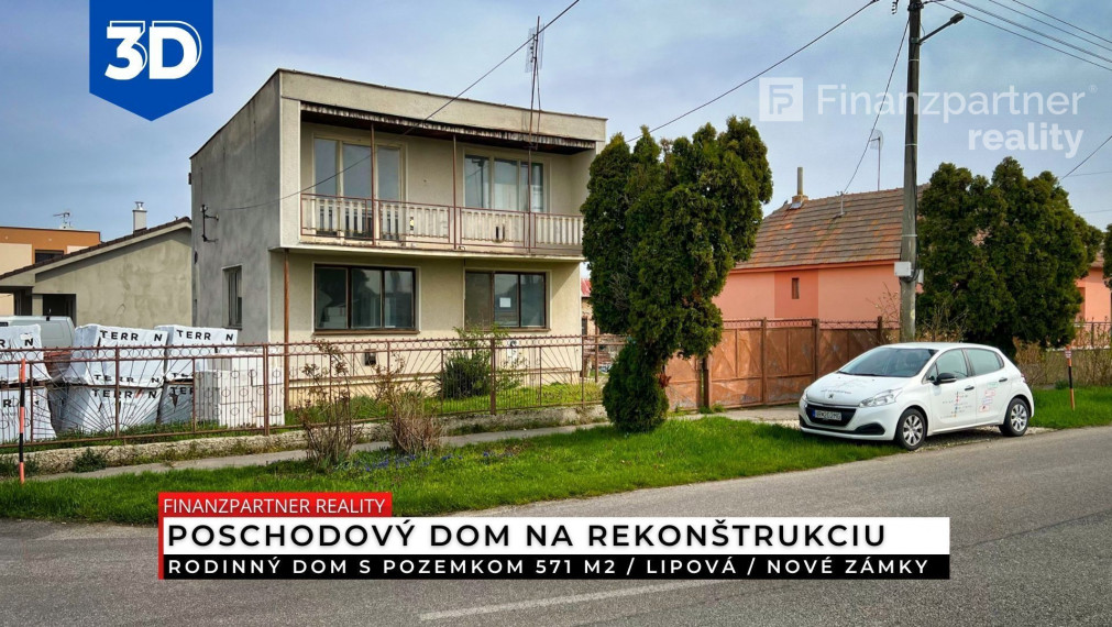 Rodinný dom s pozemkom 571 m2, Lipová, Nové Zámky + 3D