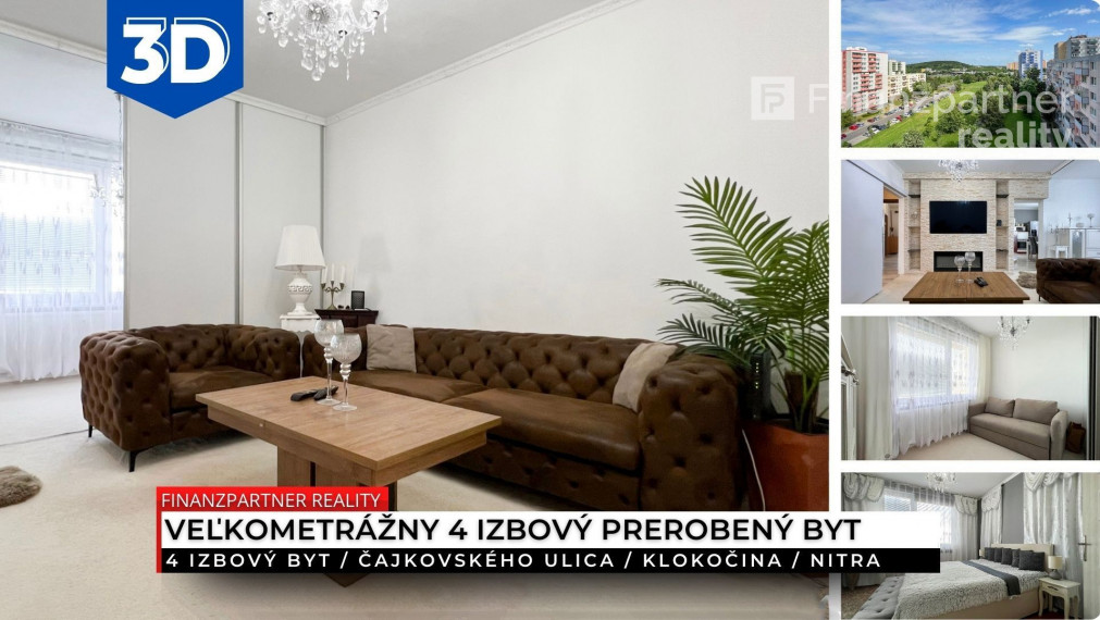 4 izbový prerobený byt, Čajkovského ulica, Nitra
