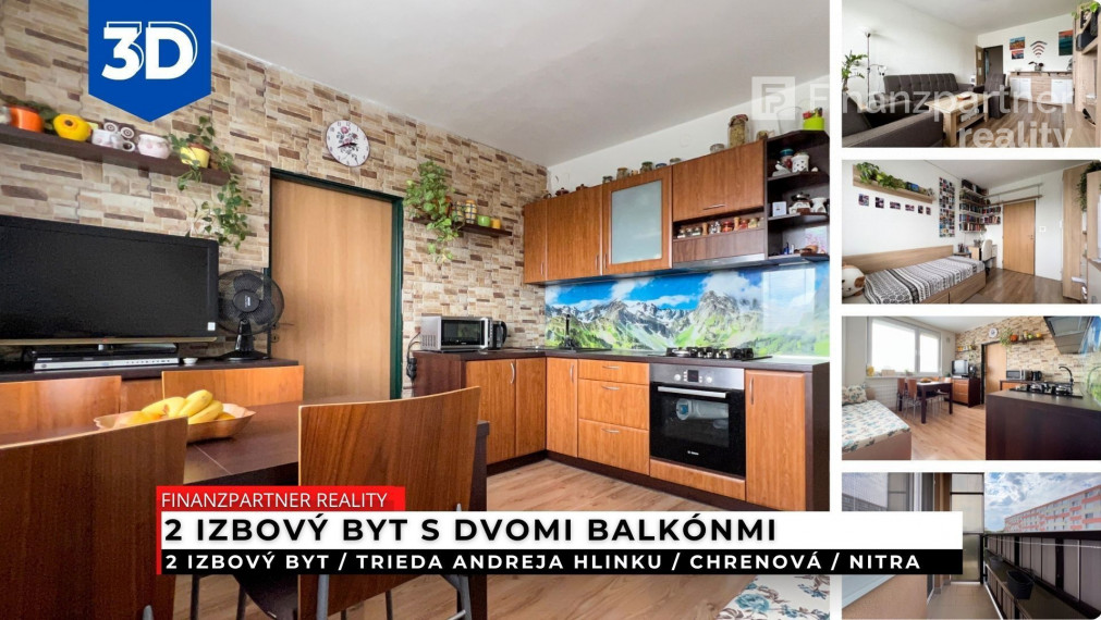 2 izbový byt s 2 balkónmi, Chrenová, Nitra