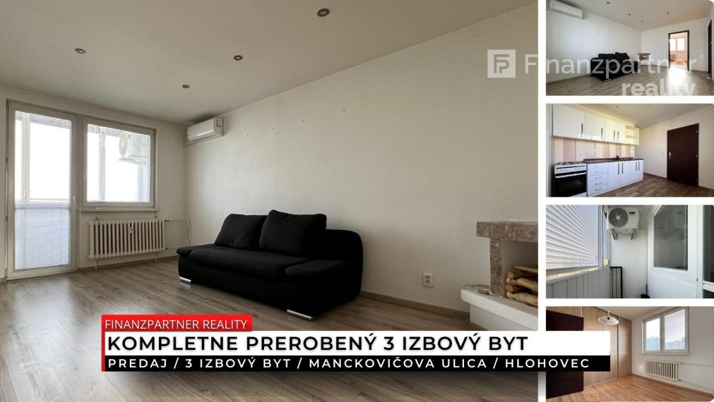 3 izbový prerobený byt s loggiou, Manckovičova, Hlohovec
