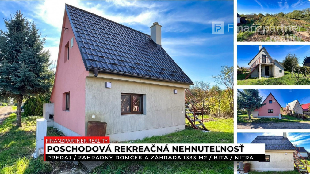 Záhradný domček a záhrada 1333 m2, Bita, Nitra