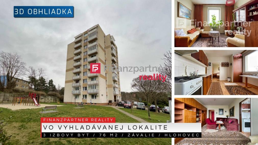 3 izbový byt, 76 m2, Závalie, Hlohovec + 3D