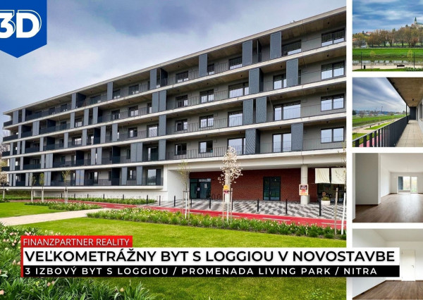 Novostavba, 3 izbový byt s loggiou 108 m2, Promenada Living Park, Nitra