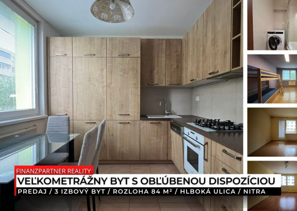 Veľkometrážny 3 izbový byt, 84 m², Hlboká, Nitra