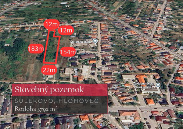 Stavebný pozemok 3792 m² v obci Šulekovo, okres Hlohovec