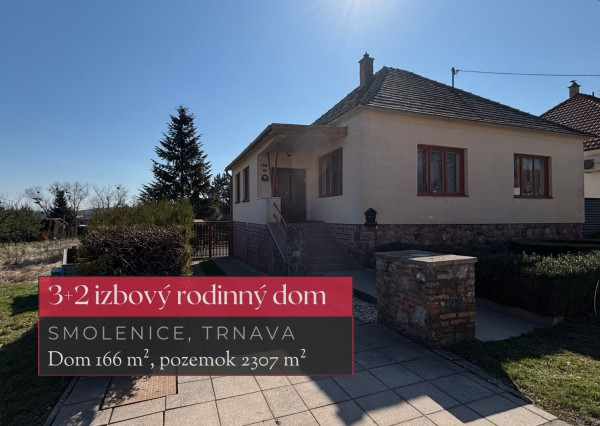 3 + 2 izbový r. dom, pozemok 2307m² Smolenice, Trnava + 3D