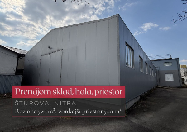 Prenájom sklad, výrobná hala, Štúrova ulica, Nitra + 3D