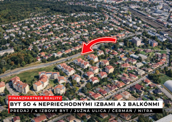 4 izbový 104 m² byt s 2 balkónmi, Čermáň, Nitra