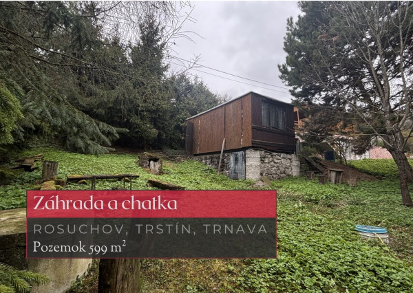 Záhrada a chatka v oblasti Rosuchov, Trstín, Trnava + 3D