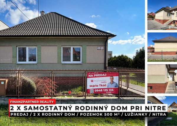 2 x rodinný dom, pozemok 500 m²  Lužianky, Nitra