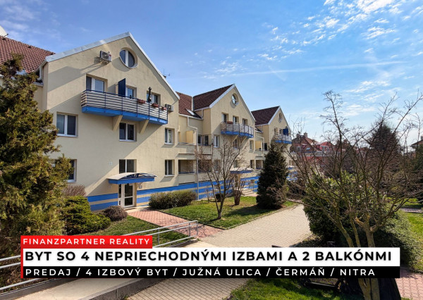 4 izbový 104 m² byt s 2 balkónmi, Čermáň, Nitra
