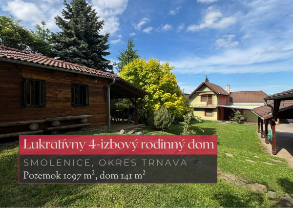 REZERVOVANÝ 4 izbový dom, 1097m² Smolenice, Trnava + 3D