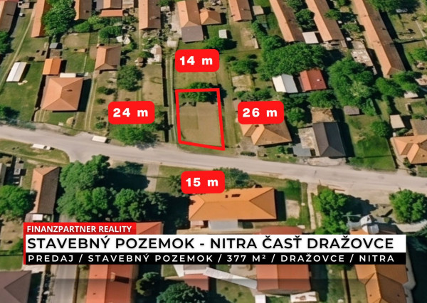Stavebný pozemok 377 m², Nitra - mestská časť Dražovce