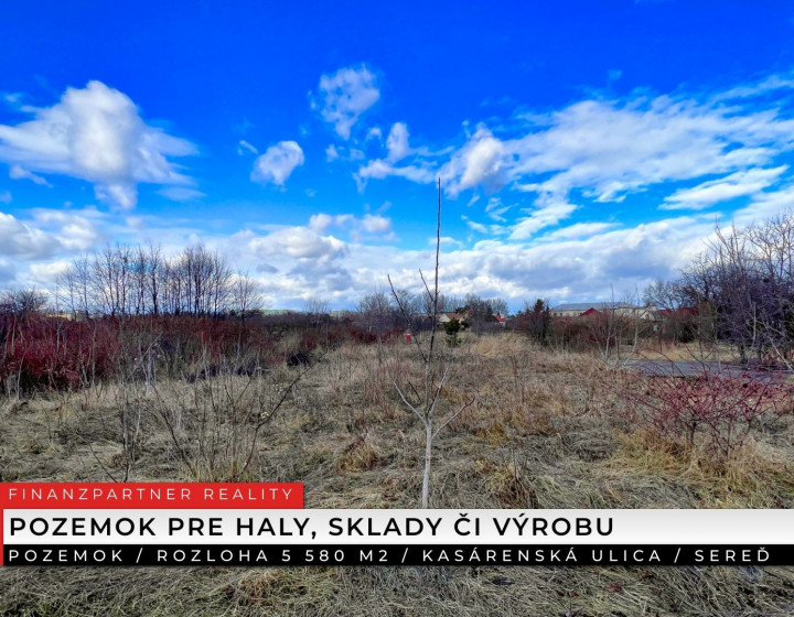 Pozemok pre haly, sklady či výrobu, 5 580 m2, Sereď