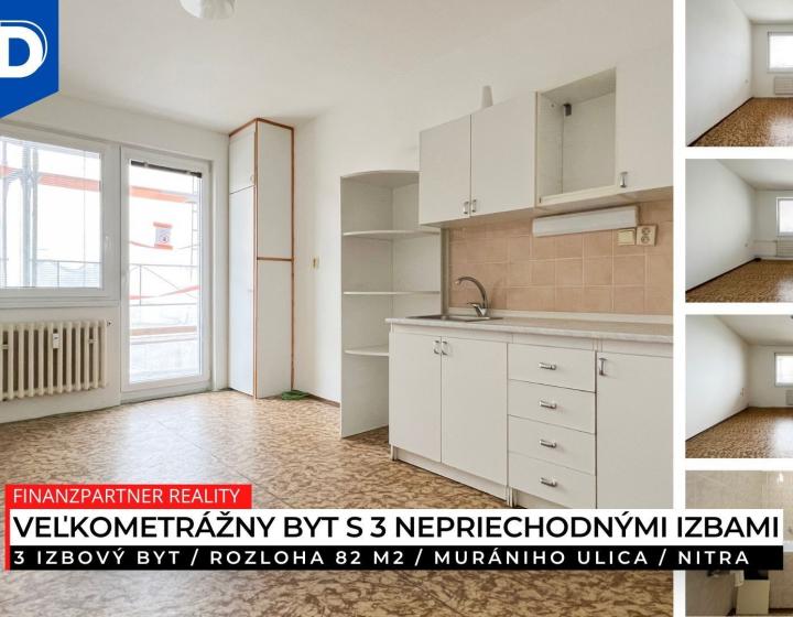 3 izbový veľkometrážny byt 82 m2, Murániho, Nitra + 3D