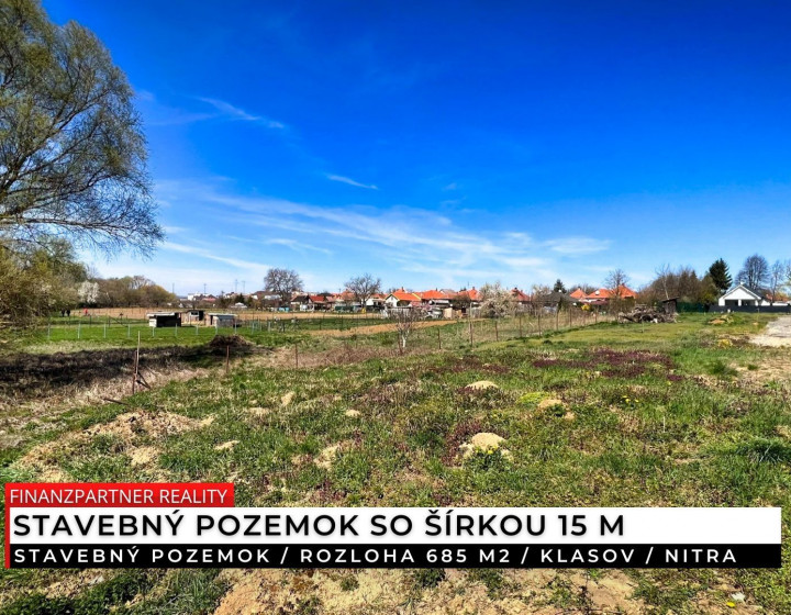 Stavebný pozemok 685 m², Klasov, Nitra