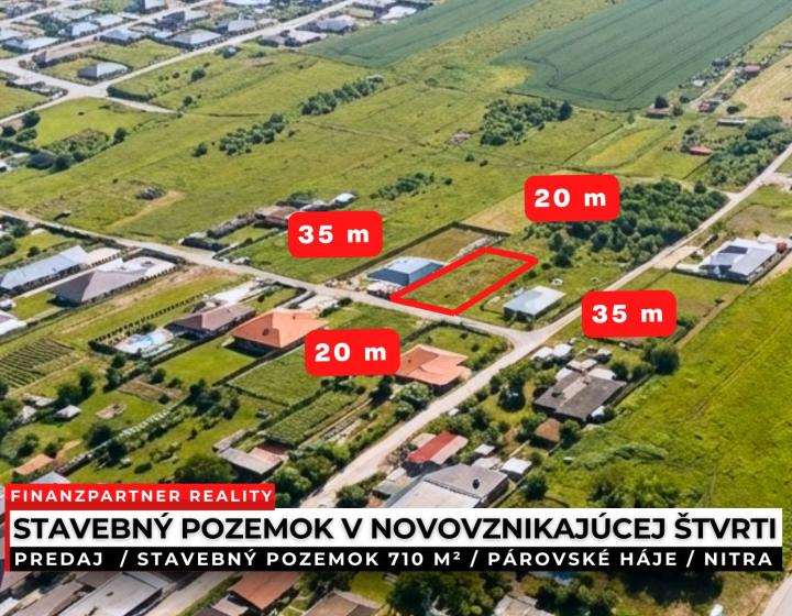 Stavebný pozemok 710 m², Párovské Háje, Nitra