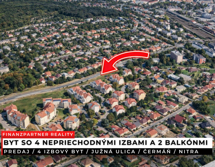 4 izbový 104 m² byt s 2 balkónmi, Čermáň, Nitra