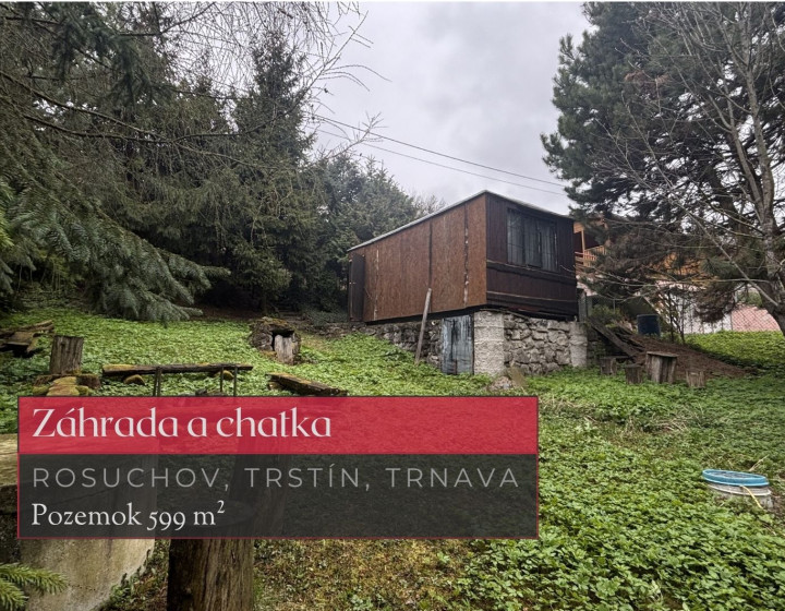 Záhrada a chatka v oblasti Rosuchov, Trstín, Trnava + 3D
