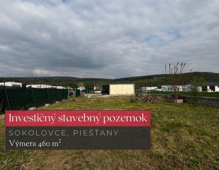 Stavebný pozemok 460 m², Sokolovce, okres Piešťany + 3D