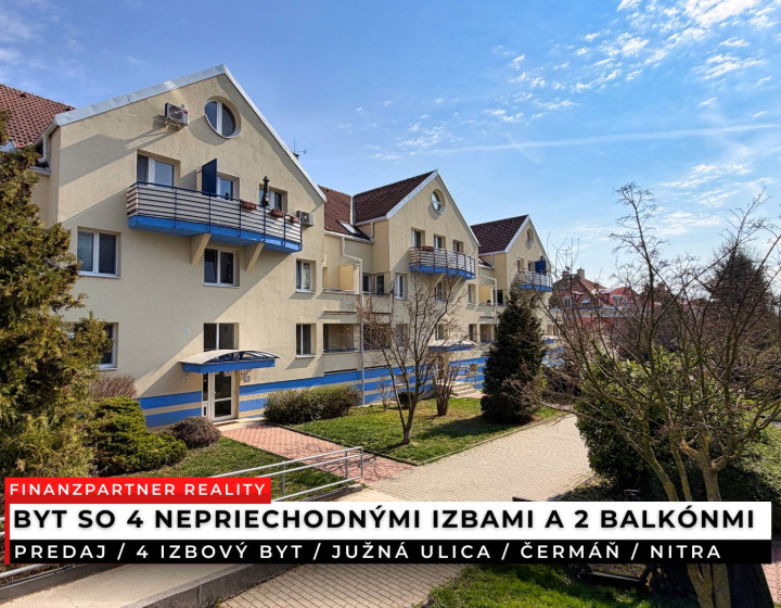 4 izbový 104 m² byt s 2 balkónmi, Čermáň, Nitra