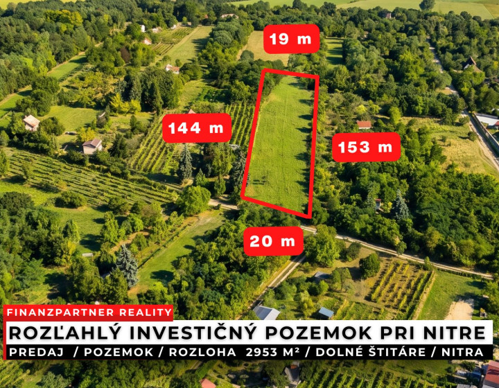 Investičný pozemok 2953 m², Dolné Štitáre, Nitra