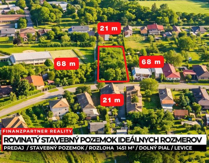 Stavebný pozemok 1451 m², Dolný Pial, Levice