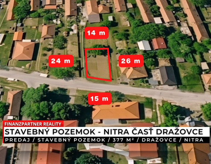 Stavebný pozemok 377 m², Nitra - mestská časť Dražovce