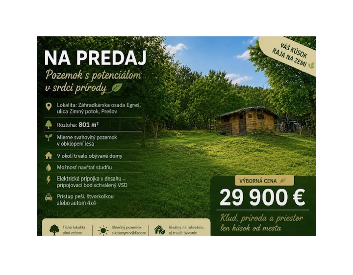 EGREŠ pozemok 800m2 - 44€/m2 (F676-13-ANMi)