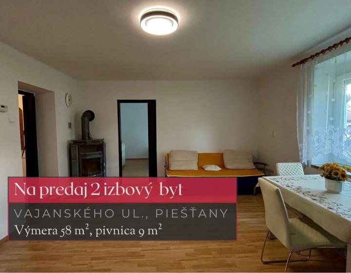 Na predaj 2 izbový byt 58 m² v meste Piešťany + 3D