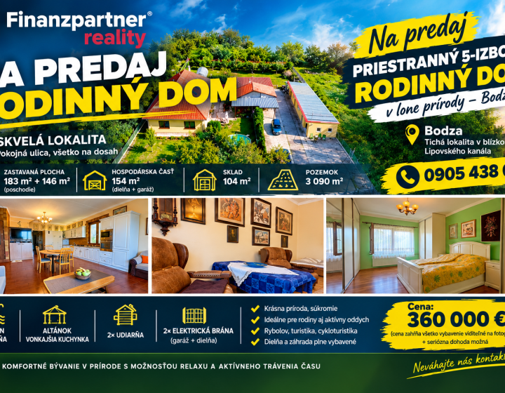 Na predaj elegantný 5-izbový rodinný dom v lone prírody