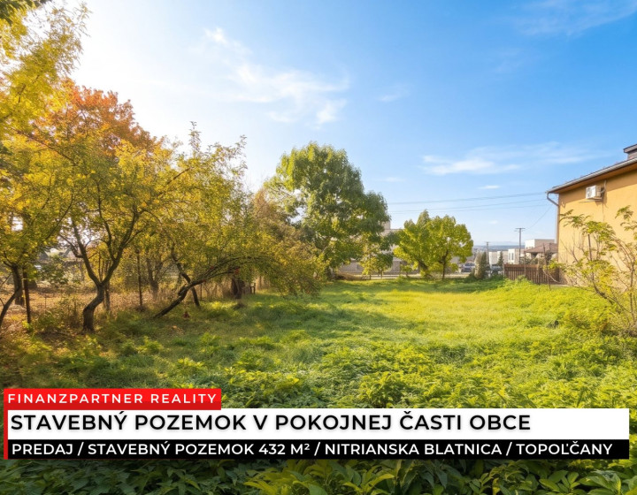 Stavebný pozemok 432 m², Nitrianska Blatnica, Topoľčany