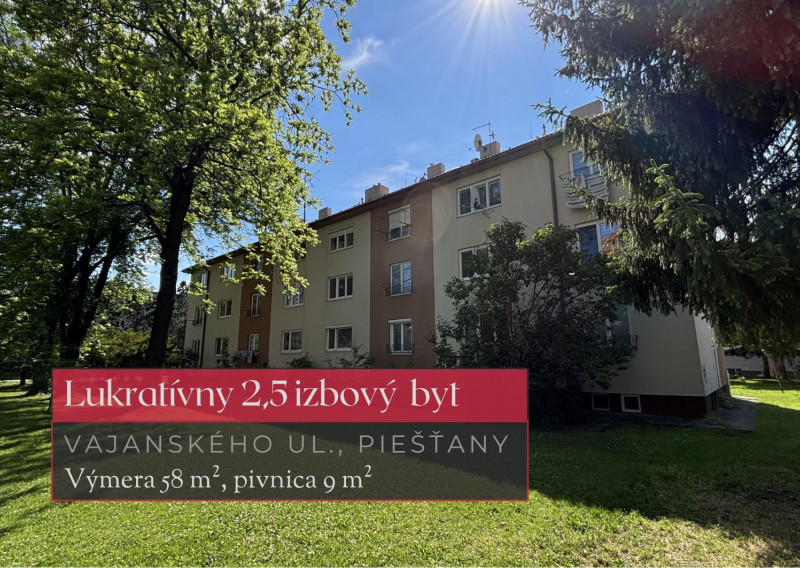 Lukratívny 2 izbový byt (+ polizba) 58 m², Piešťany + 3D
