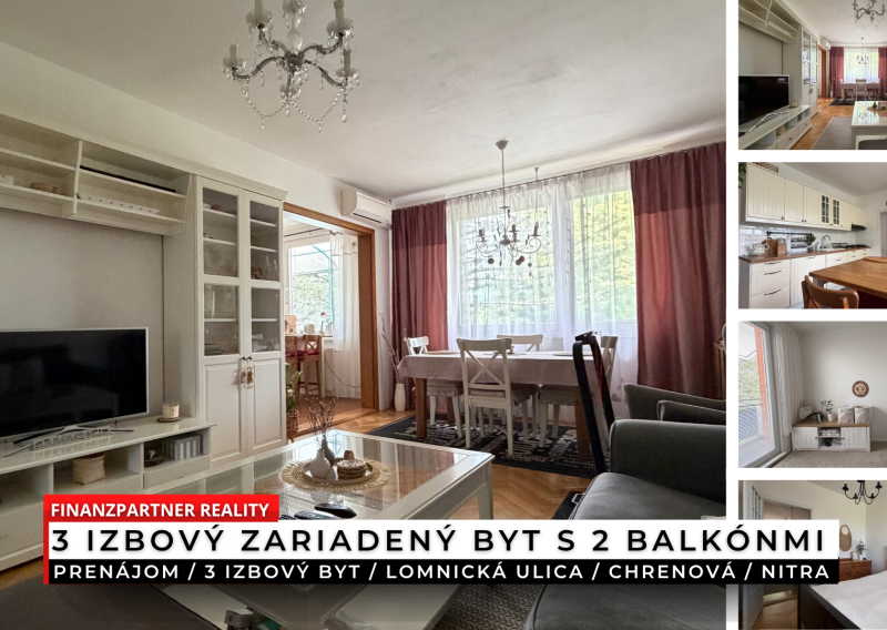 Prenájom 3 izbový zariadený byt, Lomnická, Nitra