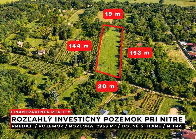 Veľkorysý rekreačný pozemok 2953 m², Dolné Štitáre, Nitra