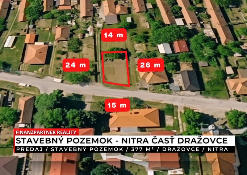 REZERVOVANÝ Stavebný pozemok 377 m², Nitra - mestská časť Dražovce