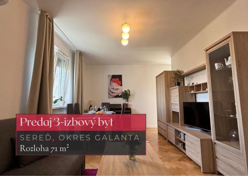 Na predaj 3 izbový byt 71 m², Sereď, okres Galanta + 3D