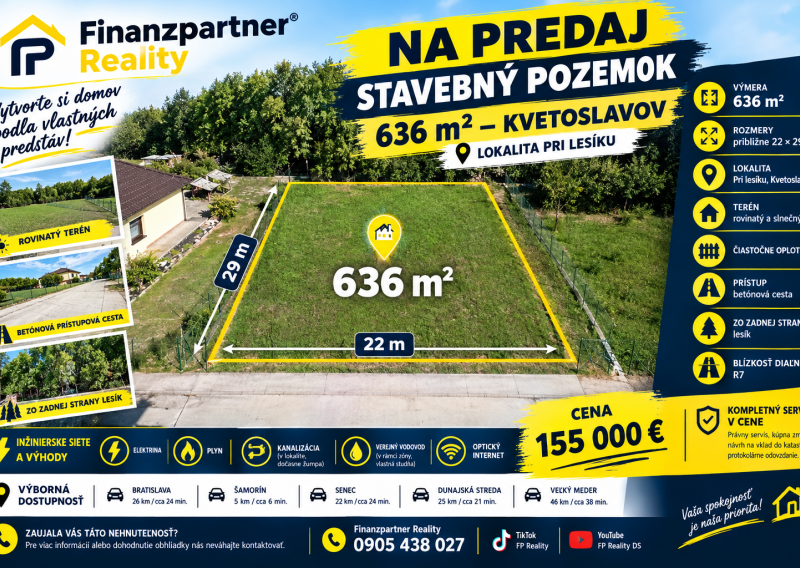 NA PREDAJ STAVEBNÝ POZEMOK 636 m² – KVETOSLAVOV, LOKALITA PRI LESÍKU